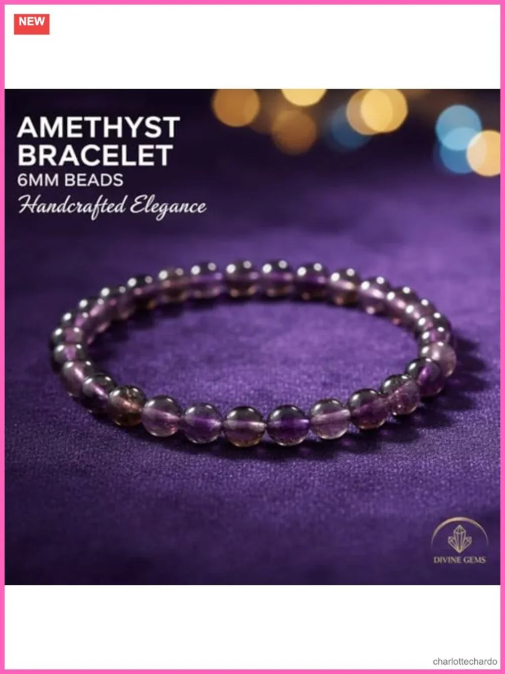 Amethyst Crystal Beaded Stretch Bracelet for Women Healing Gift